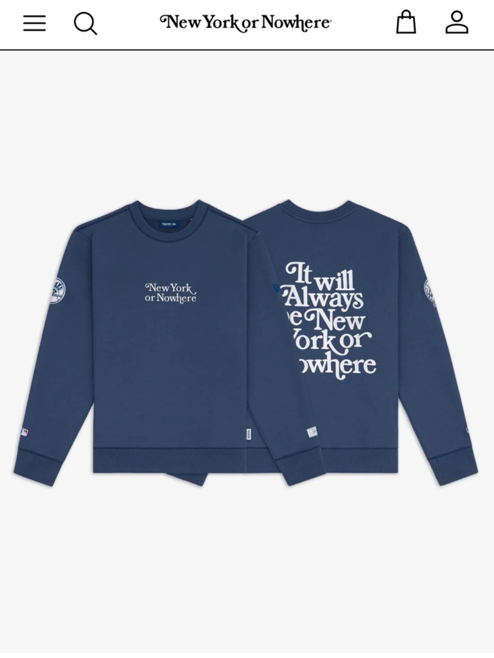 New york or nowhere Yankees crew sweatshirt size small